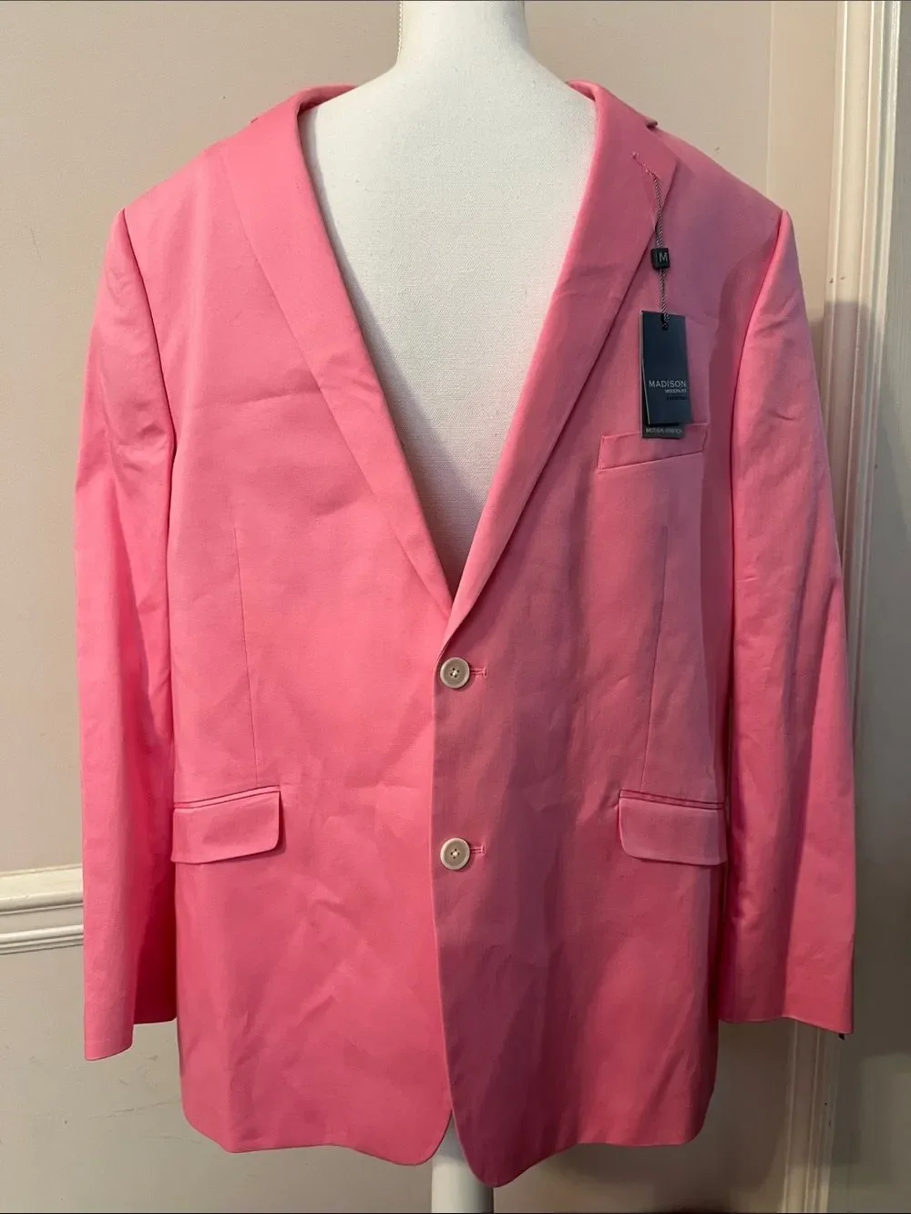 NWT MADISON MODERN FIT MOTION STRETCH PINK SPORT COAT SIZE 48R MENS
